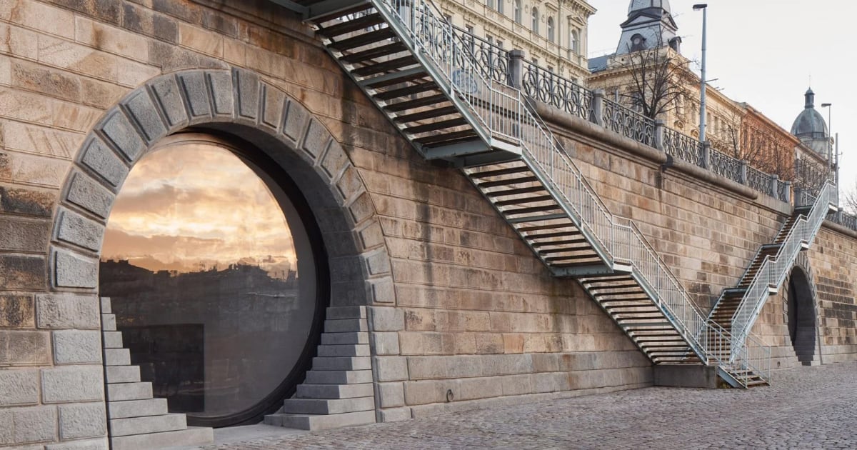 Circular Vaults Embedded within a Prague Embankment Contain Shops, Cafes, and Public Spaces